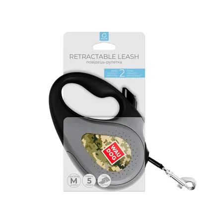 Повідець-рулетка для собак WAUDOG R-leash, малюнок "Мілітарі", M, до 25 кг, 5 м, світловідбиваюча стрічка: додаткове фото 2