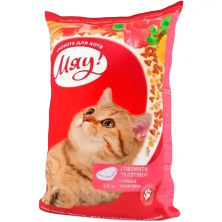 Мяу повнор.сух.корм для д/котів з телятиною 11 кг