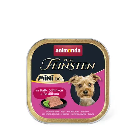 Корм вологий Animonda Vom Feinsten Adult Mini для собак мініпорід, з телятиною, шинкою + базилік 100 г