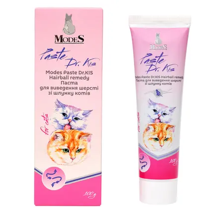 Паста Др. КІС Хеірболл (Paste Dr.KIS Hairball remedy) для виведення шерсті зі шлунку котів 100 г, MODES: додаткове фото 2