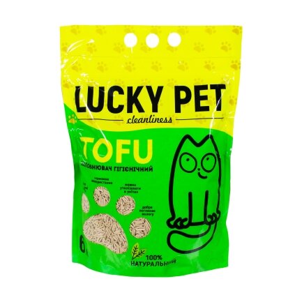 Наповнювач Lucky Pet з тофу для котячого туалету, гіпоалергений, 6 л