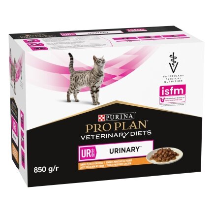 Вологий дієтичний корм PRO PLAN VETERINARY DIETS UR ST/OX Urinary для дорослих котів для розчинення та зниження утворення струвітних каменів з куркою 10х85 г — Фото 2