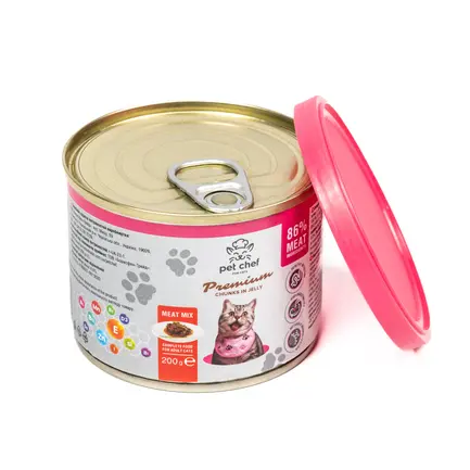 Корм вологий для дорослих котів Pet Chef, шматочки в желе М'ясний мікс 200 г: додаткове фото 5
