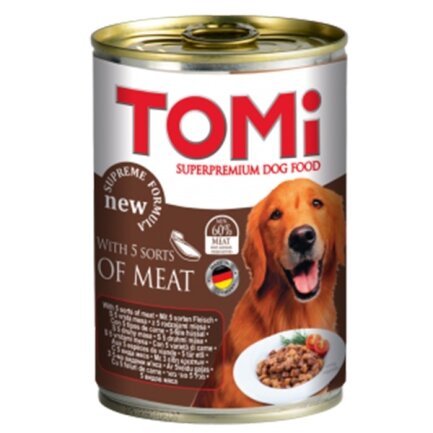 TOMi 5 Kinds of Meat ТОМІ 5 ВИДІВ М’ЯСА консерви для собак, вологий корм 0,4 кг