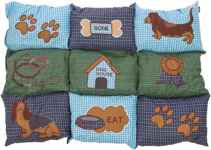 Матрац Trixie Patchwork для собак, з мікрофібри/поліестеру, з собачками, 80х55 см (блакитний/зелений): додаткове фото 2