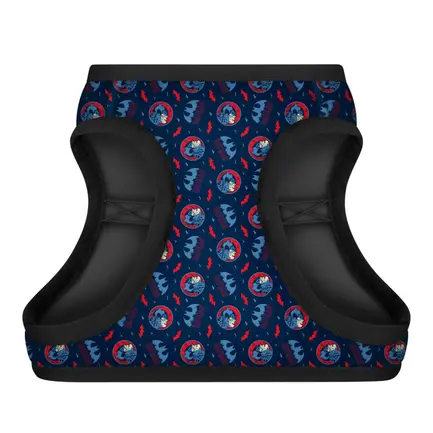 Шлея для собак м'яка WAUDOG Clothes з QR паспортом, малюнок "Бетмен червоно-блакитний", XS2, В 28-31 см, С 20-22 см: додаткове фото 2