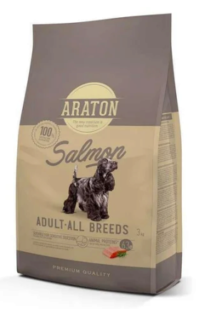 Повноцінний сухий корм з лососем для дорослих собак усіх порід ARATON SALMON Adult All Breeds 3кг