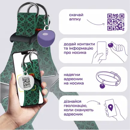 Шлея для Собак Barksi Urban Нейлонова з QR-адресником Вишиванка Зелена M: додаткове фото 5