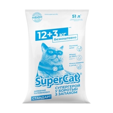 Наповнювач SuperCat стандарт, 12+3кг в економічному пакуванні (синій)