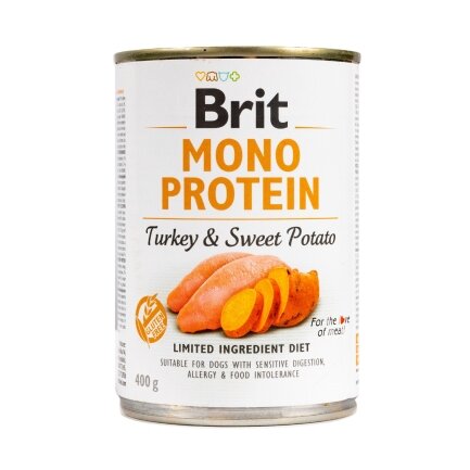 Вологий корм Brit Mono Protein Turkey &amp; Sweet Potato для собак, з індичкою і бататом, 400 г