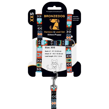 Шлея з повідцем для Котів та Дрібних Собак BronzeDog Urban Ацтеки 2XS: додаткове фото 3