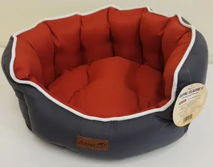 Лежанка AnimAll Rolyal Classic S GRAY - RED для собак і котів, сіро-червона, 48×42×20 см