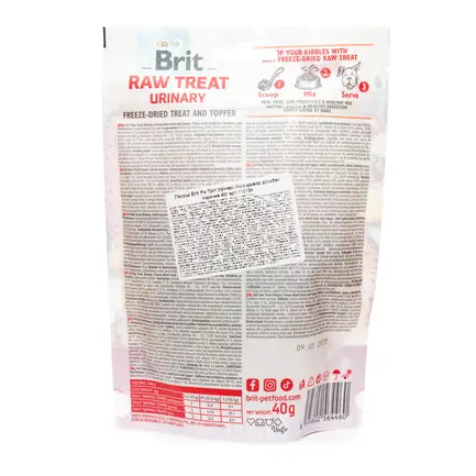 Ласощі для собак Brit Raw Treat freeze-dried Urinary для профілактики сечокам'яної хвороби, індичка, 40 г: додаткове фото 3