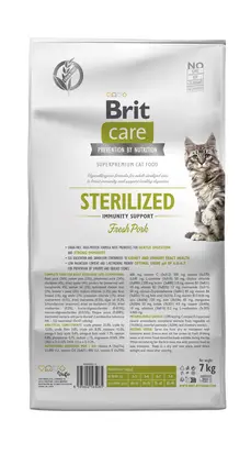 Сухий корм Brit Care Cat by Nutrition Sterilized Immunity Support для стерилізованих котів, зі свининою, 7 кг: додаткове фото 2