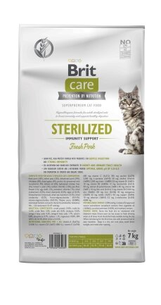 Сухий корм Brit Care Cat by Nutrition Sterilized Immunity Support для стерилізованих котів, зі свининою, 7 кг — Фото 1