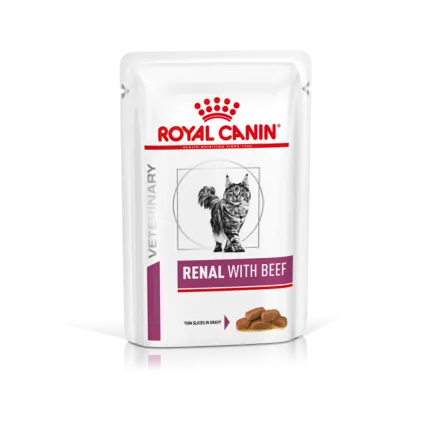 Дієтичний вологий корм Royal Canin RENAL CAT BEEF (шматочки у соусі) для котів 12х85г 8+4: додаткове фото 2
