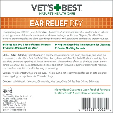 VET`S BEST Ear Relief Dry Засіб для догляду за вухами собак 118 мл: додаткове фото 2