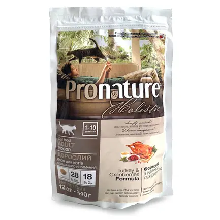 Pronature Holistic Cat Turkey&Cranberries ПРОНАТЮР ХОЛІСТИК ІНДИЧКА З ЖУРАВЛИНОЮ сухий холістик корм для котів 0,34 кг