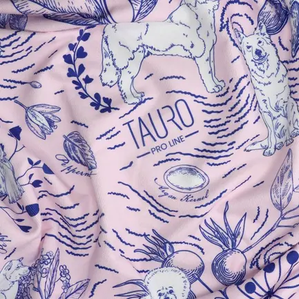Tauro Pro Line Рушник з мікрофібри круглий рожевий з блакитними деталями та китицями, 150 х 150 см: додаткове фото 2