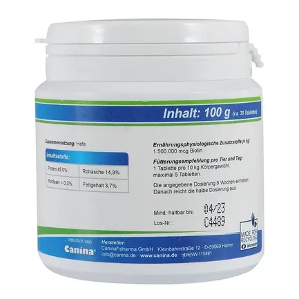 Вітаміни Canina Biotin Forte Tabletten для собак, інтенсивний курс для шерсті, 100 г (30 табл): додаткове фото 3
