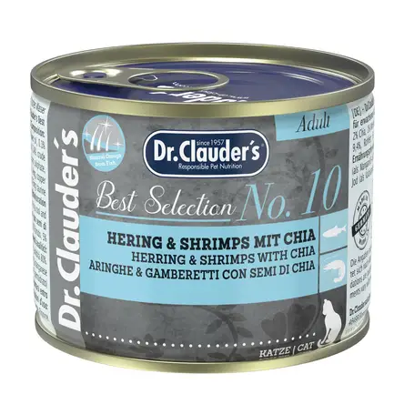 Вологий корм Dr.Clauder’s Best Selection №10 200 г для дорослих котів, оселедець та креветки з чіа