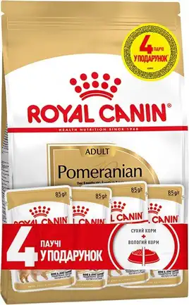 Сухий корм Royal Canin POMERANIAN ADULT для дорослих собак породи Померанський шпіц 1,5 кг + Wet Pomeranian Loaf 85 г х 4 шт