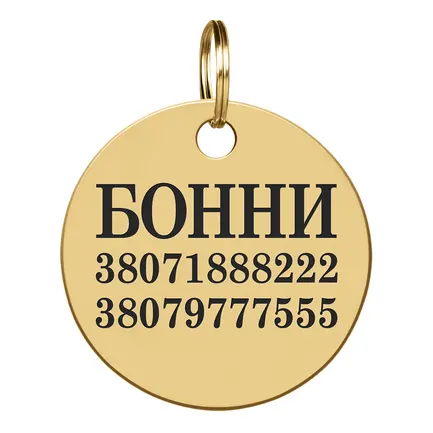 Адресник для Собак BronzeDog Позолота Круглий M: додаткове фото 2