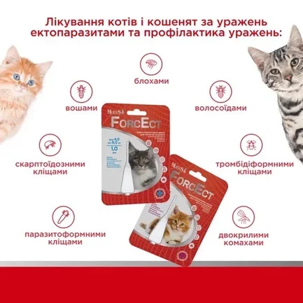 ФорсЕкт (ForcEct) протипаразитарні краплі для котів та кошенят 4,0-8,0 кг, 1,0 мл, MODES: додаткове фото 2