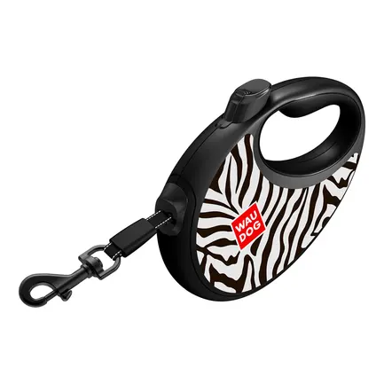 Повідець-рулетка для собак WAUDOG R-leash з контейнером для пакетів, малюнок "Зебра", світловідбивна стрічка, M, до 20 кг, 5 м: додаткове фото 4