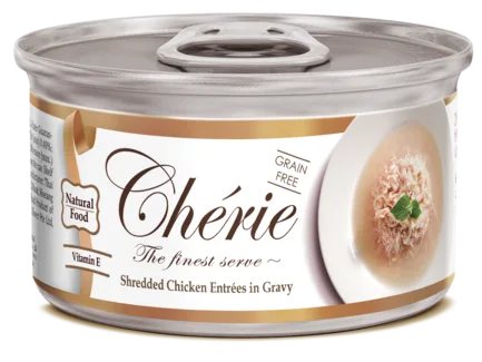 Cherie 80g Signature Gravy Shredded Chicken Entrеes in Gravy вологий корм для котів з ніжними шматочками м'яса курки в соусі