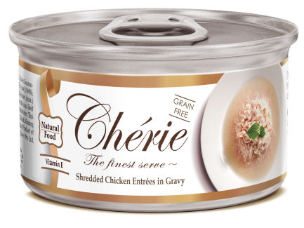 Cherie 80g Signature Gravy Shredded Chicken Entrеes in Gravy вологий корм для котів з ніжними шматочками м&#039;яса курки в соусі