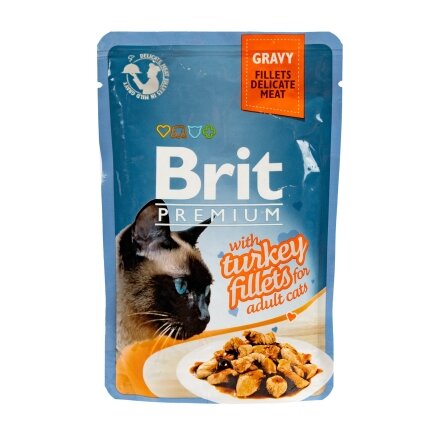 Вологий корм Brit Premium Cat Pouch для котів, філе індички в соусі, 85 г — Фото 2