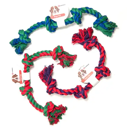 Flamingo Cotton Bone 4 Knots ФЛАМІНГО МОТУЗЯНА КІСТКА 4 вузли іграшка для собак 60 см