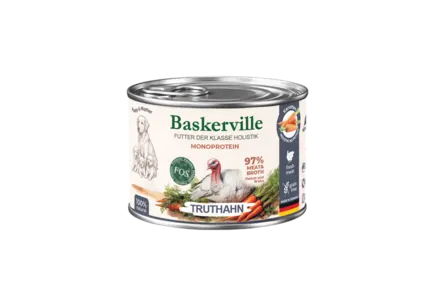 Baskerville ІНДИЧКА. Повнораціонний вологий корм класу холістик для цуценят та вагітних собак, 200 г