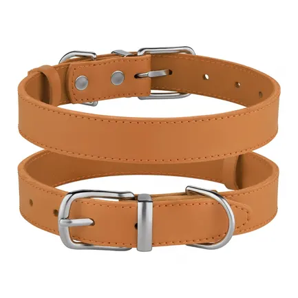 Нашийник для Собак Шкіряний BronzeDog Classic з Хромованою Фурнітурою Гірчичний 2XS