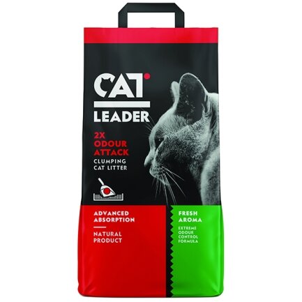 Cat Leader Clumping 2xOdour Attack Fresh КЕТ ЛІДЕР ПОДВІЙНА СВІЖІСТЬ ультрагрудкувальний наповнювач у котячий туалет 10 кг