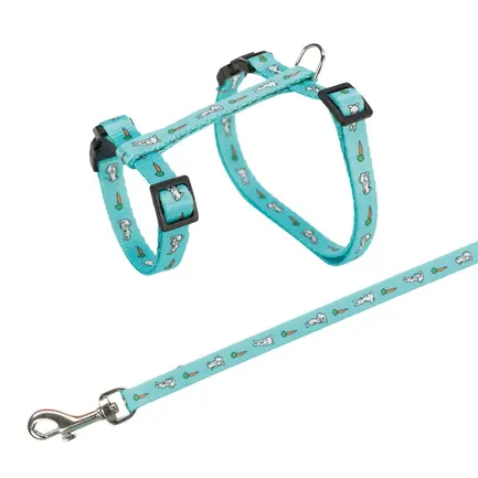 Шлейка з повідцем Trixie для кролика, з морквинами, нейлон, 25–44 см/10 м (кольори в асортименті): додаткове фото 4