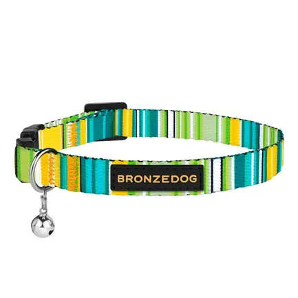 Нашийник для Котів BronzeDog Urban West Нейлоновий з Пластиковою Пряжкою та Дзвіночком Салатовий XS: додаткове фото 4