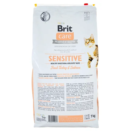 Сухий корм Brit Care Cat GF Sensitive HDigestion & Delicate Taste для котів з чутливим травленням, індичка та лосось, 7 кг: додаткове фото 3