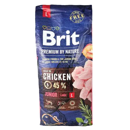 Сухий корм Brit Premium Dog Junior L для цуценят та юніорів великих порід, з куркою, 15 кг: додаткове фото 3