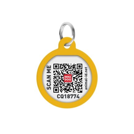 Адресник для собак і котів металевий WAUDOG Smart ID з QR паспортом, малюнок &quot;Градієнт помаранчевий&quot;, коло, Д 25 мм — Фото 1