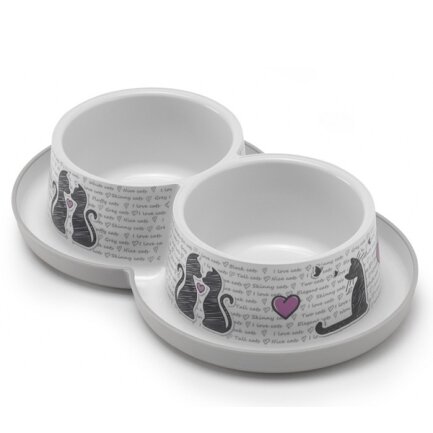 Moderna Double Trendy Dinner Cats in Love МОДЕРНА ЗАКОХАНІ КОТИ подвійна миска для котів, 2х350мл 2х350 мл, діаметр 10см