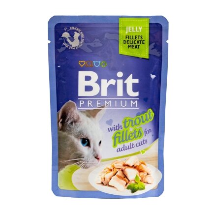 Вологий корм Brit Premium Cat Pouch для котів, філе форелі в желе, 85 г — Фото 2