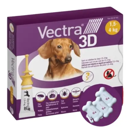 Ceva Вектра 3D Vectra 3D краплі для собак від кліщів і бліх 1,5-4 кг, 3x0,8 мл