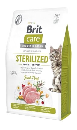 Сухий корм Brit Care Cat by Nutrition Sterilized Immunity Support для стерилізованих котів, зі свининою, 2 кг