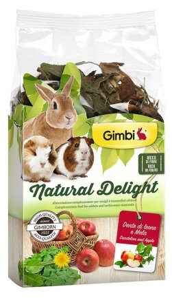 Трав&#039;яний мікс GimBi Natural Delight для гризунів, кульбаба і яблука, 100 г