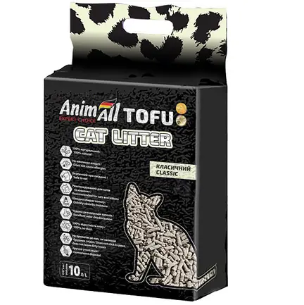 Соєвий наповнювач AnimAll Tofu Classic без аромату, для котів, 10 літрів (4,66 кг)