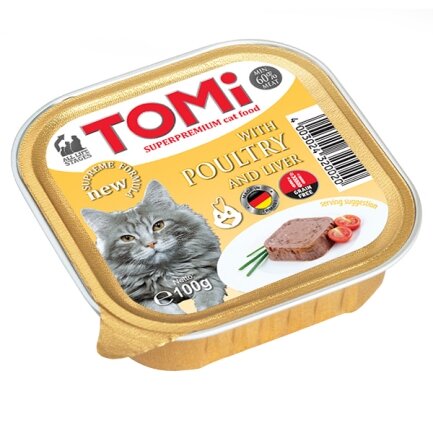 TOMi Poultry Liver ТОМІ ПТИЦЯ ПЕЧІНКА консерви для котів, паштет 0,1 кг