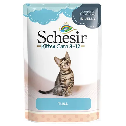 Schesir Kitten Care Tuna ШЕЗІР ТУНЕЦЬ ДЛЯ КОШЕНЯТ натуральні консерви в желе для кошенят, вологий корм, пауч 85г 0,085 кг