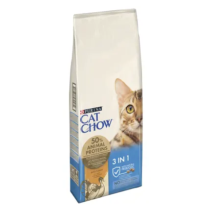 Сухий корм CAT CHOW Feline 3-in-1 для дорослих котів з формулою потрійної дії з куркою 15 кг: додаткове фото 3